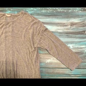 WOMENS 3/4 sleeve gray draped long casual shirt